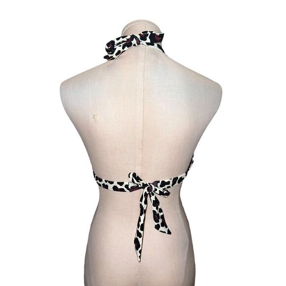 MICHAEL Michael Kors Animal Print Ring Halter Bikini Swim Top Extra Small NWT - Picture 2 of 7